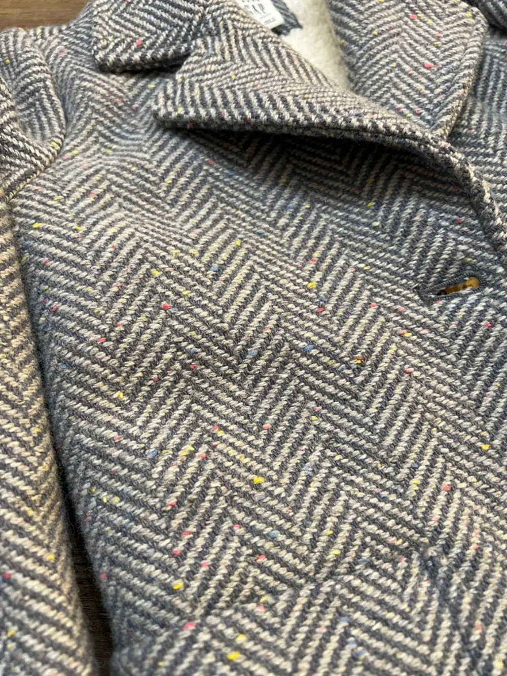 GAP Kids Herringbone Gray‎ Wool-Blend Peacoat